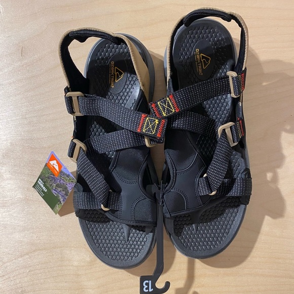 Ozark Trails Black and Tan Strap Sandals 13 (KK) - Picture 3 of 10